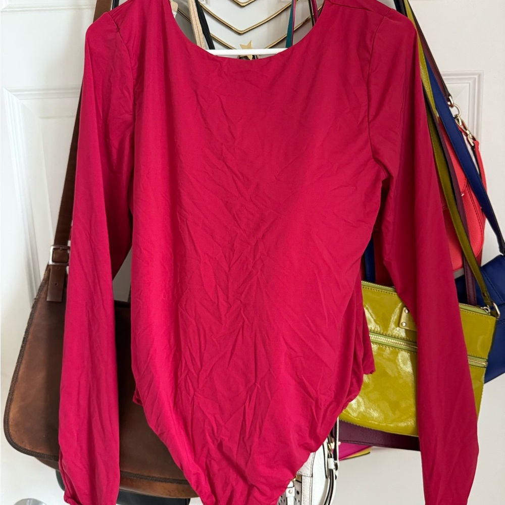 Aeropostale Low Cut Back Women's Red Long Sleeve Bodysuit